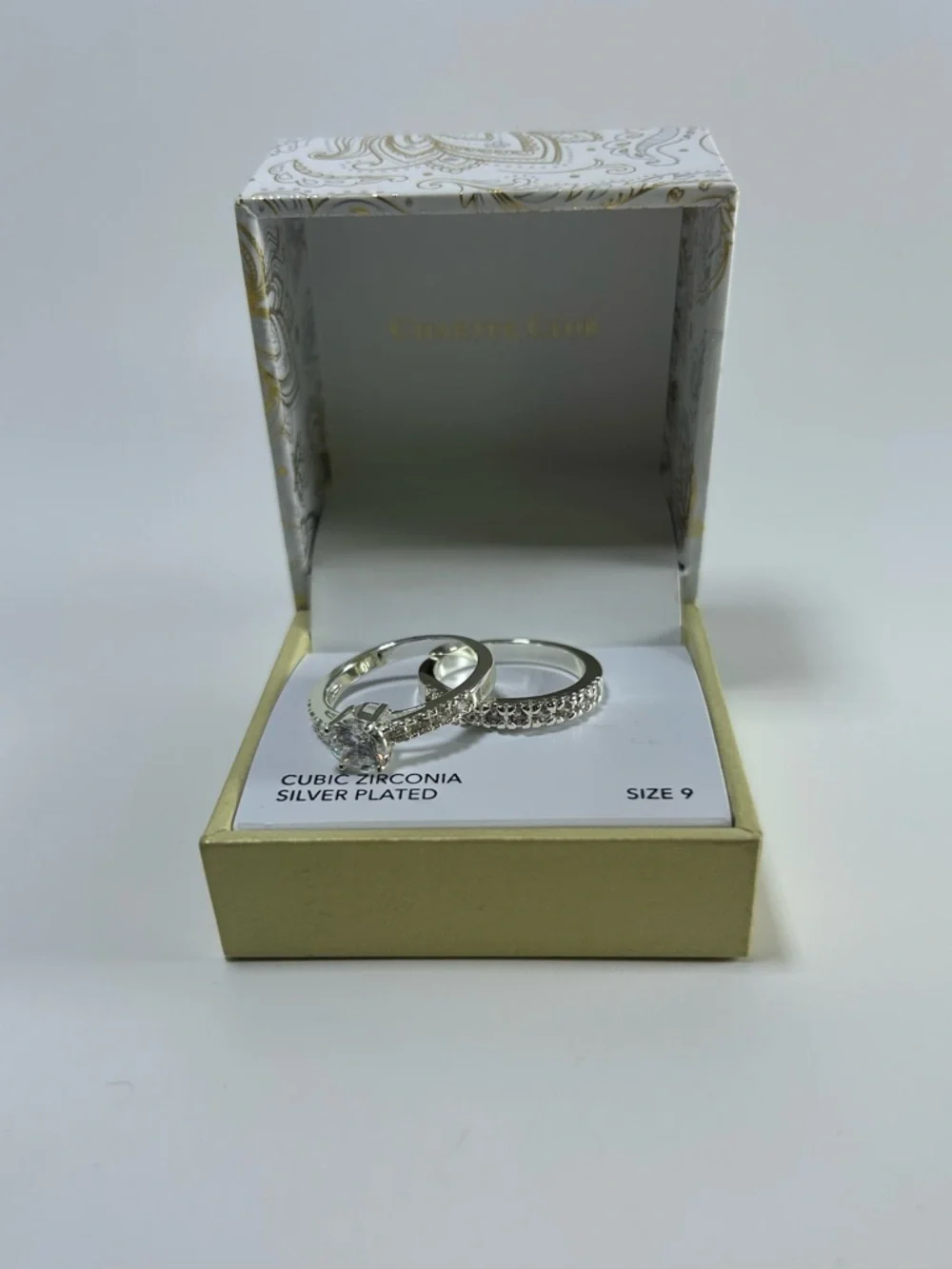 Charter Club Silver-Tone CZ Bridal Ring Set - Size 9